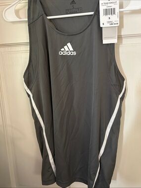 adidas Women’s Size Small   Gray Swim / Athletic Singlet with White Stripes NWT